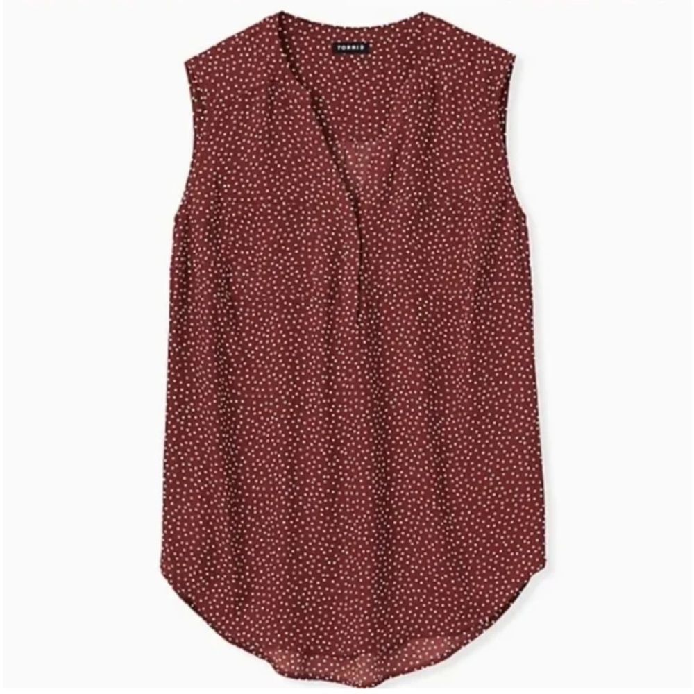 Versatile Sleeveless Polka Dot V-Neck Top - Burgundy